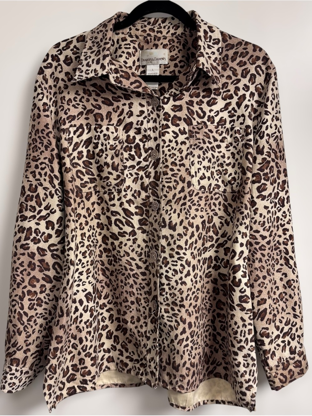 Faux Suede Leopard Print Button-Up
